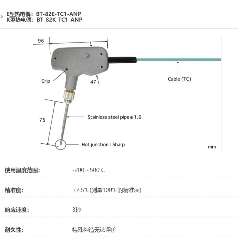 ANRITSU安立计器温度计BT-82-TC1-ANP