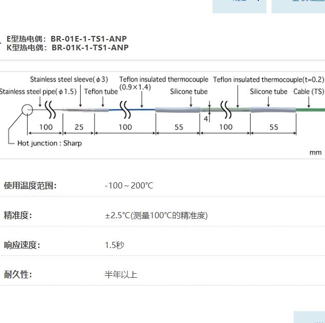 ANRITSU安立计器温度计低温用温度传感器BR-01-1-TS1-ANP