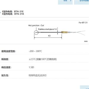 ANRITSU安立计器温度计BT系列用更换用探针BTN-31