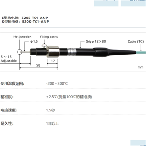 ANRITSU安立计器刺入型内部温度传感器520-TC1-ANP