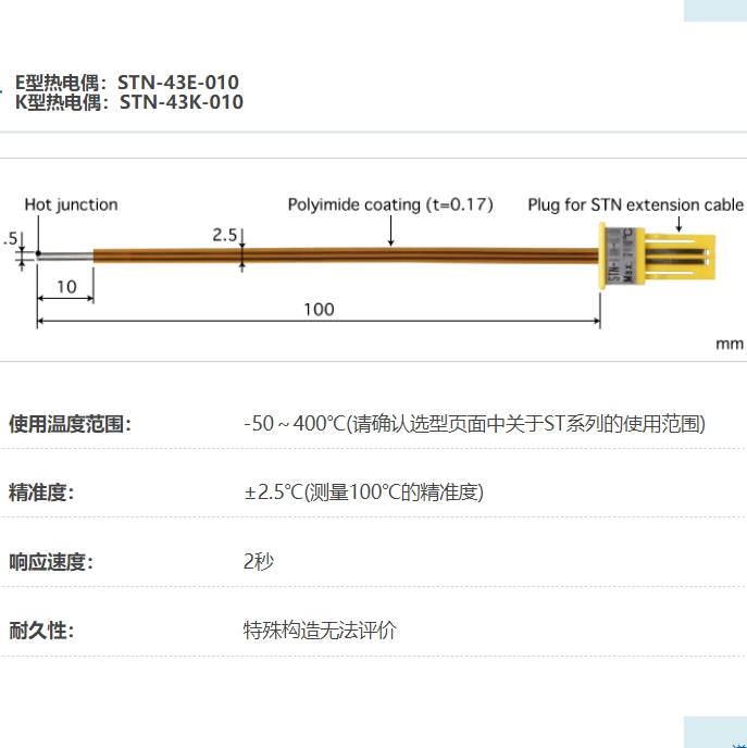 ANRITSU安立计器温度计贴片可更换型温度传感器STN-43-010