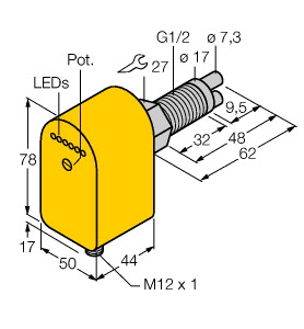 TURCK德国图尔克 紧凑型插入式流量传感器 FCS-GL1/2A2P-AP8X-H1141/A