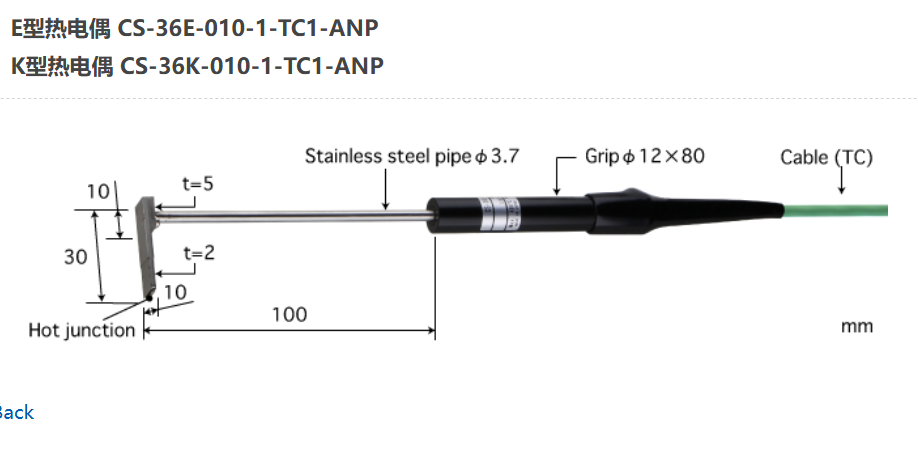 日本ANRITSU安立計器温度传感器CS-36K-010-1-TC1-ANP