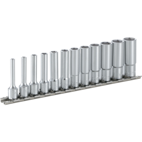 日本TONE前田HSL212套筒组深插座套装（6 角连支架）12 件插入角度 6.35mm