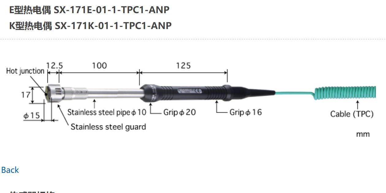 日本ANRITSU安立計器高性能静止表面用温度传感器SX-171E-01-1-TPC1-ANP