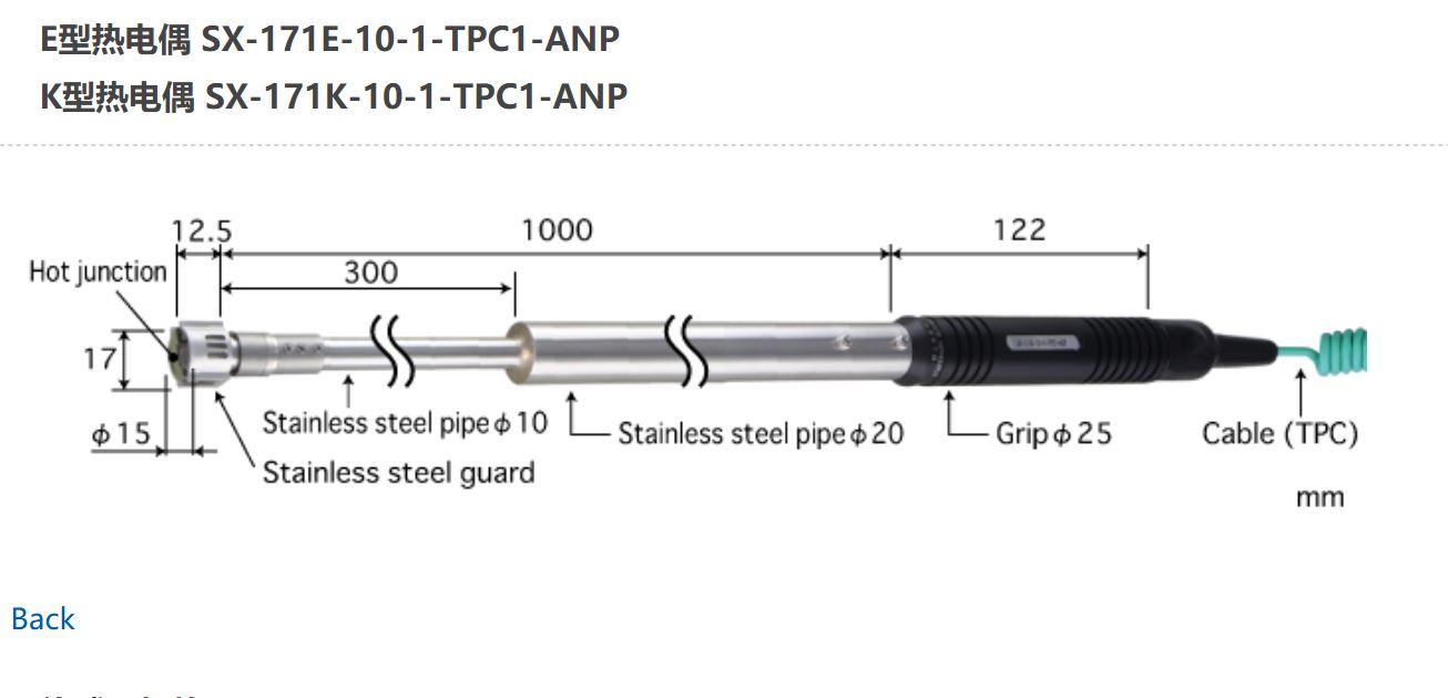 日本ANRITSU安立計器高性能静止表面用温度传感器SX-171K-10-1-TPC1-ANP