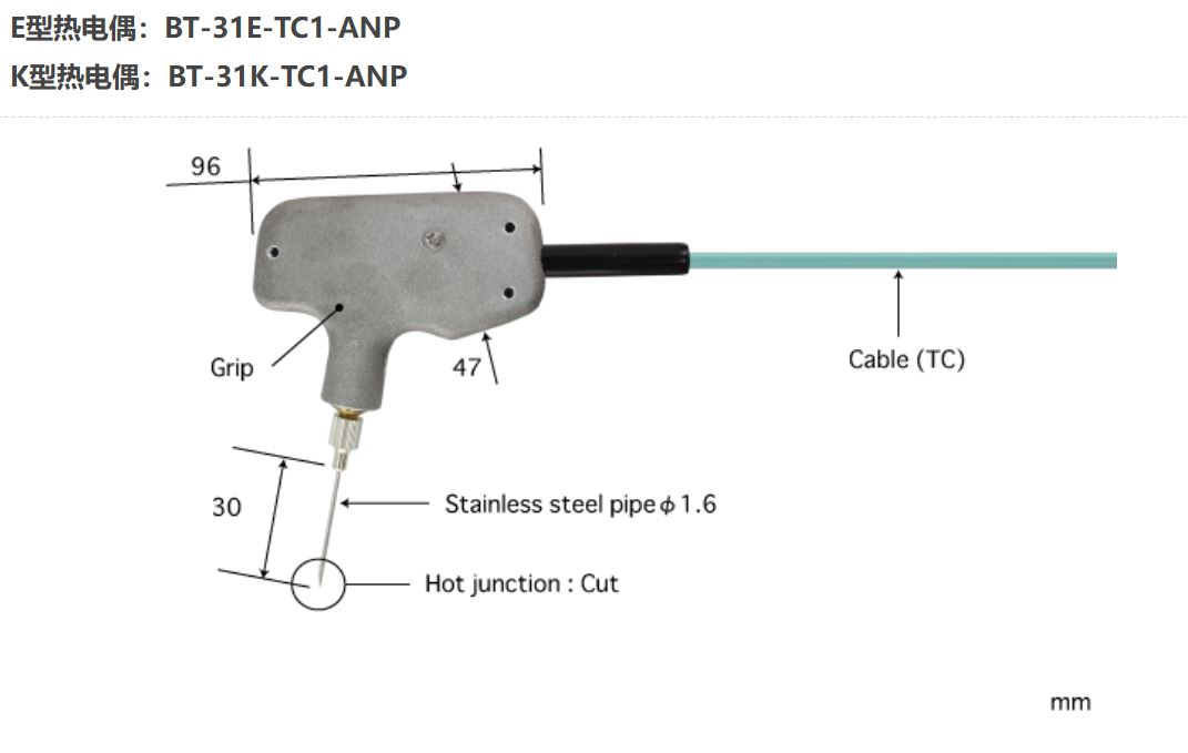 日本ANRITSU安立計器刺入型温度传感器BT-31E-TC1-ANP