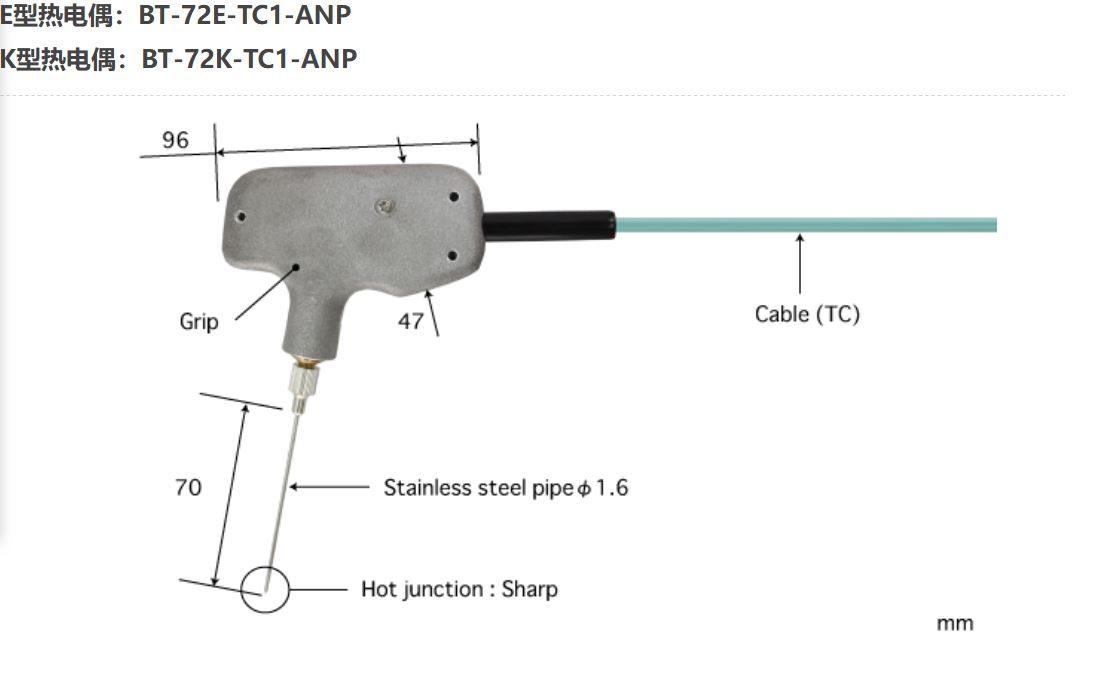 日本ANRITSU安立計器刺入型温度传感器BT-72E-TC1-ANP