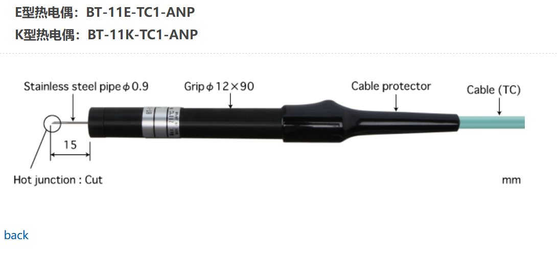 日本ANRITSU安立計器刺入型温度传感器BT-11K-TC1-ANP