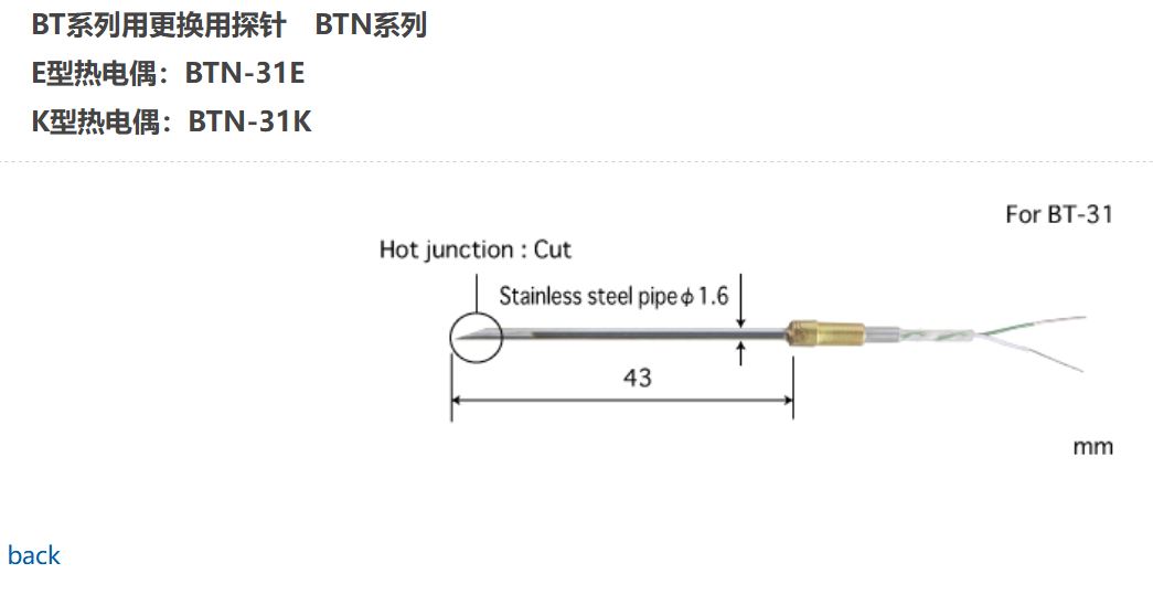 日本ANRITSU安立計器BT系列用更换用探针BTN-31E