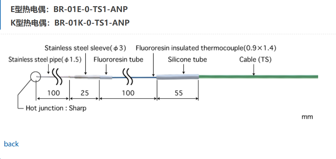 日本ANRITSU安立計器低温用温度传感器BR-01E-0-TS1-ANP