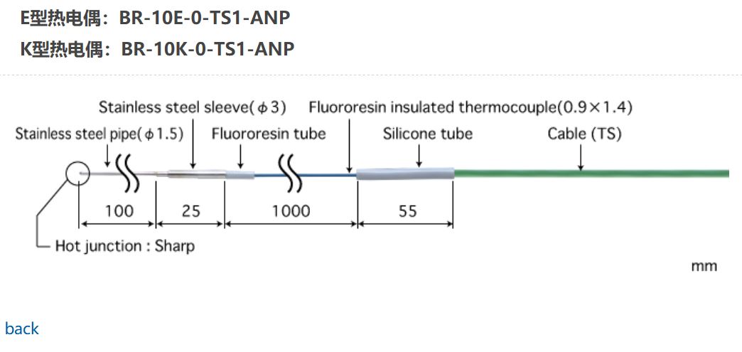 日本ANRITSU安立計器低温用温度传感器BR-10K-0-TS1-ANP