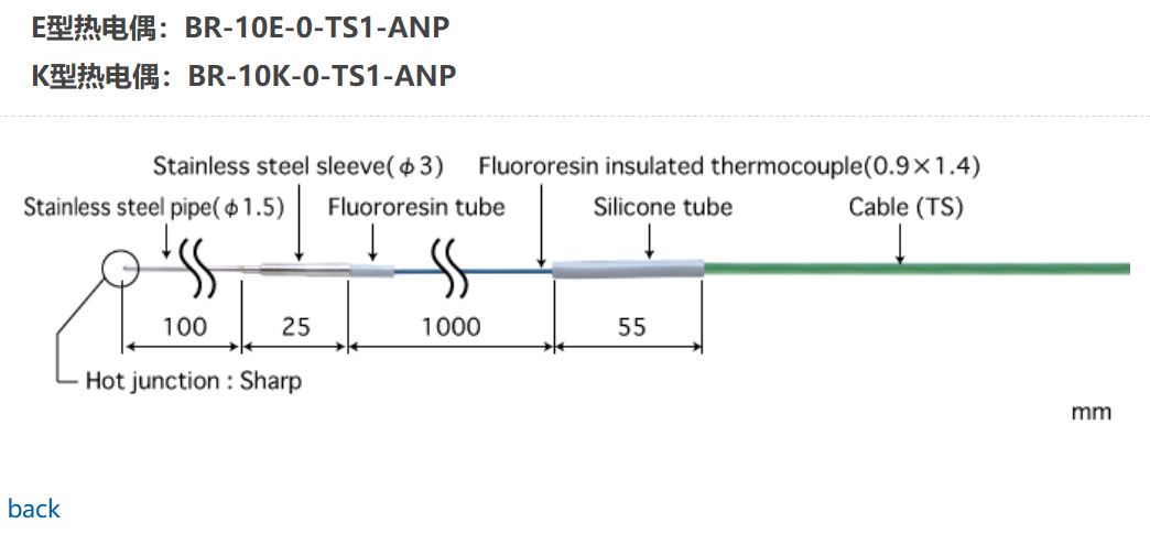 日本ANRITSU安立計器低温用温度传感器BR-10K-0-TS1-ANP