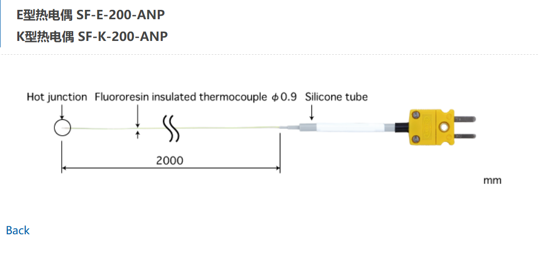 日本ANRITSU安立計器极细型温度传感器SF-E-200-ANP
