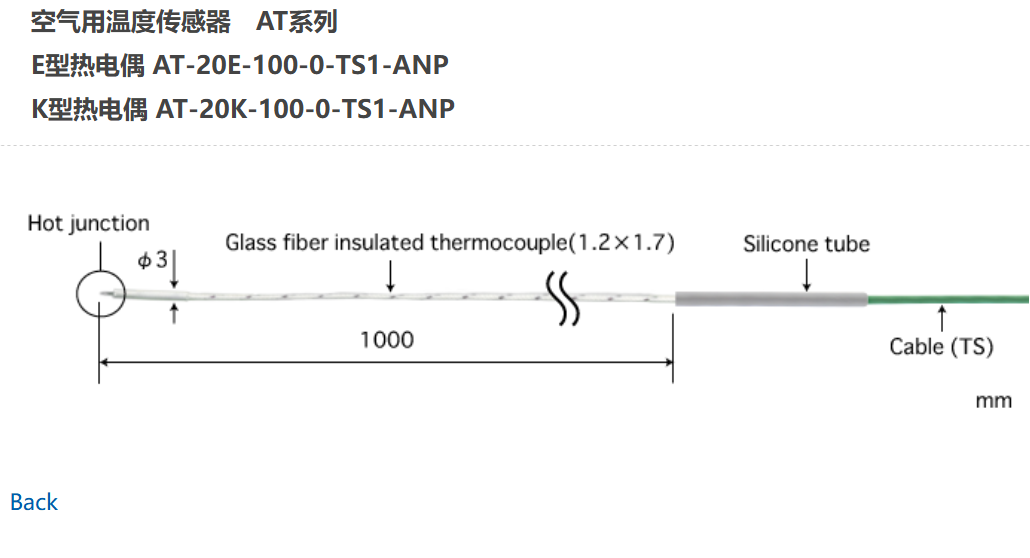 日本ANRITSU安立計器空气用温度传感器AT-20E-100-0-TS1-ANP