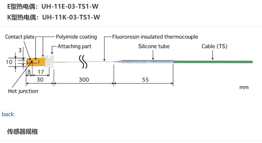 日本ANRITSU安立計器移动/回转表面用温度传感器UH-11E-03-TS1-W